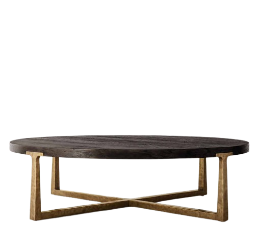 Hand-Forged Metal Solid Oak Wood Table