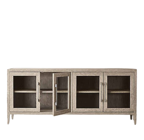 4-Doors Solid Oak Wood Display Buffet