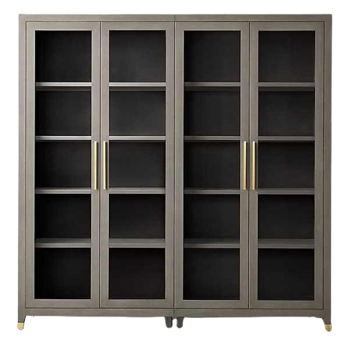 Solid Wood 4-Doors Glass Display Cabinet