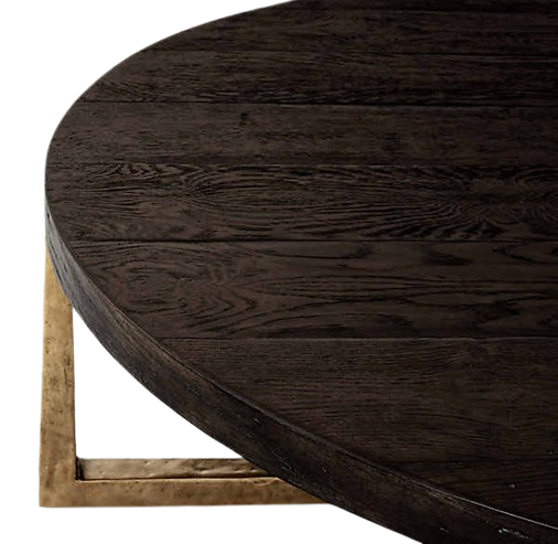 Hand-Forged Metal Solid Oak Wood Table