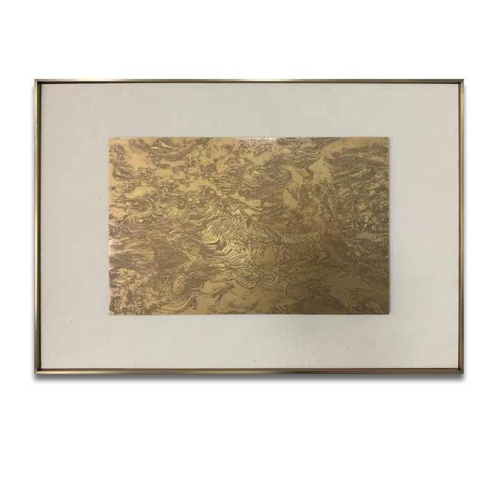 Wall art painting linen copper plate metal photo frame