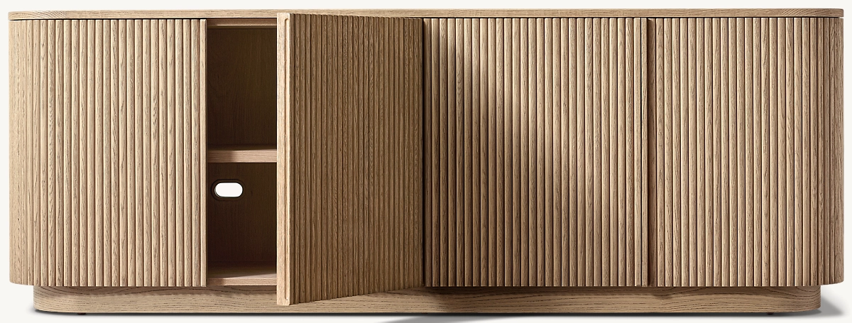 Contemporary Oak Solid Wood Console Stand MULHOLLAND 4-DOOR SIDEBOARD for Living Room