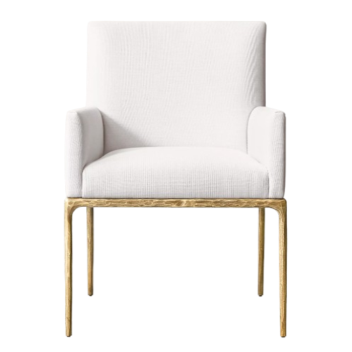 China French Chair Dinning Iron Bases Indoor Furniture Durable Fabric White Modern Dinning Room Chairs