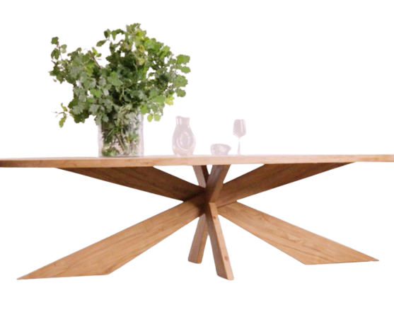 Luxury Design Table Living Room Furniture Oval Shape Solid Oak Wood Natural Dining Tables