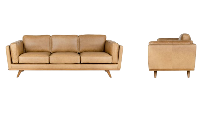 The Cache' Leather Solid Wooden Frame Sofa